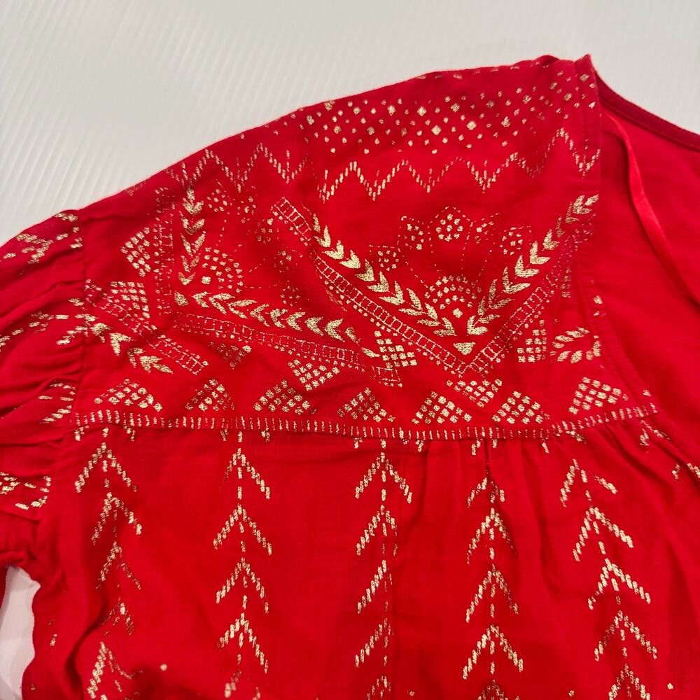 Free People Counting Stars Peasant Top Red Women's Medium Western Boho Festival - Picture 16 of 16